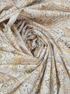 Salt White/Cheddar/Iron Gray/Multi 100% Cotton Ornate Paisley Print Lawn - NY Designer - 44W