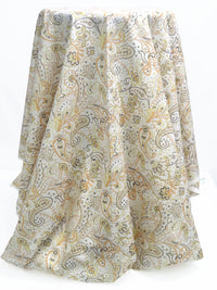 Salt White/Cheddar/Iron Gray/Multi 100% Cotton Ornate Paisley Print Lawn - NY Designer - 44W