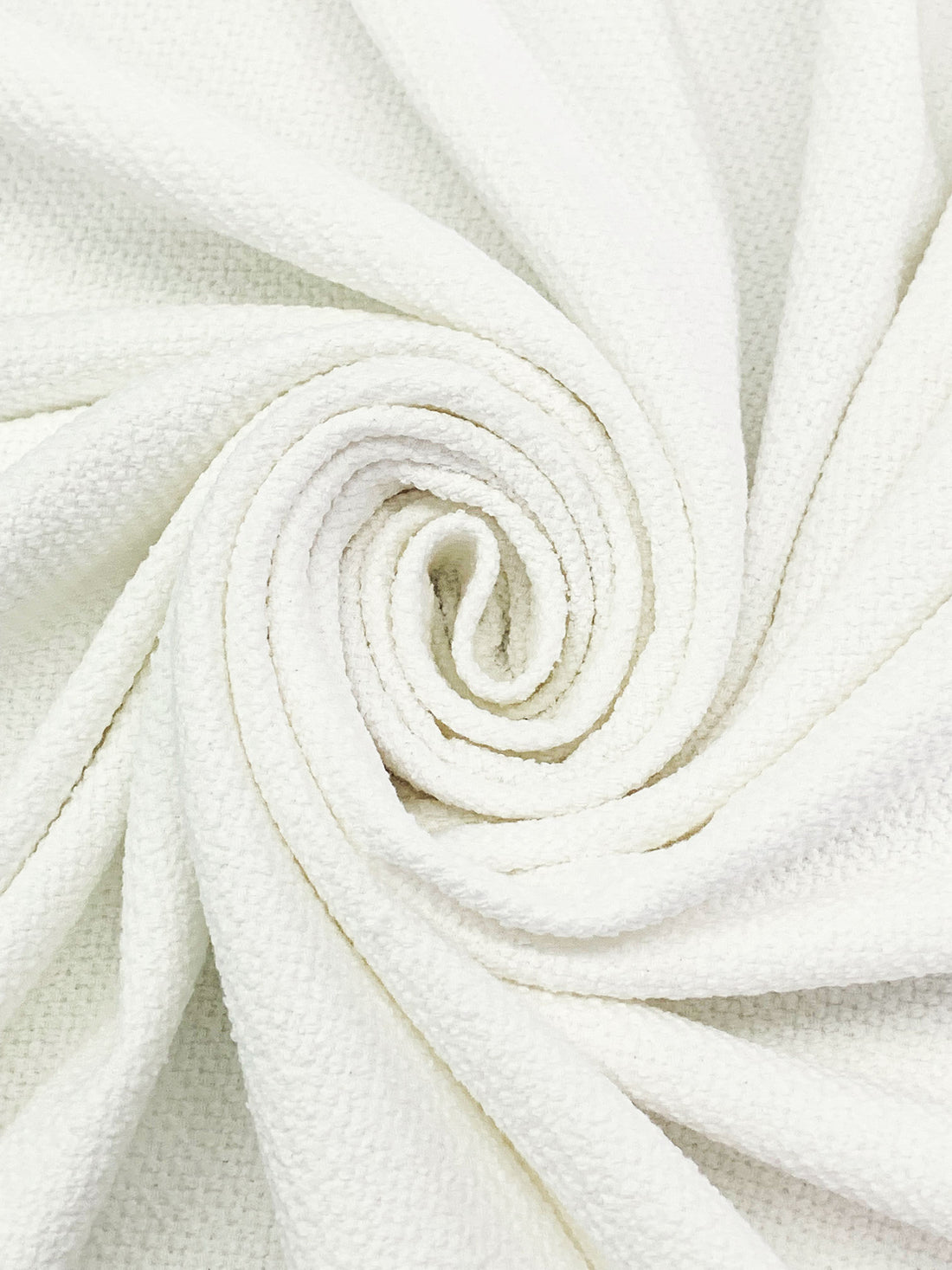 Natural White Cotton/Polyester Basketweave Boucle Suiting - Imported From Italy - 52W