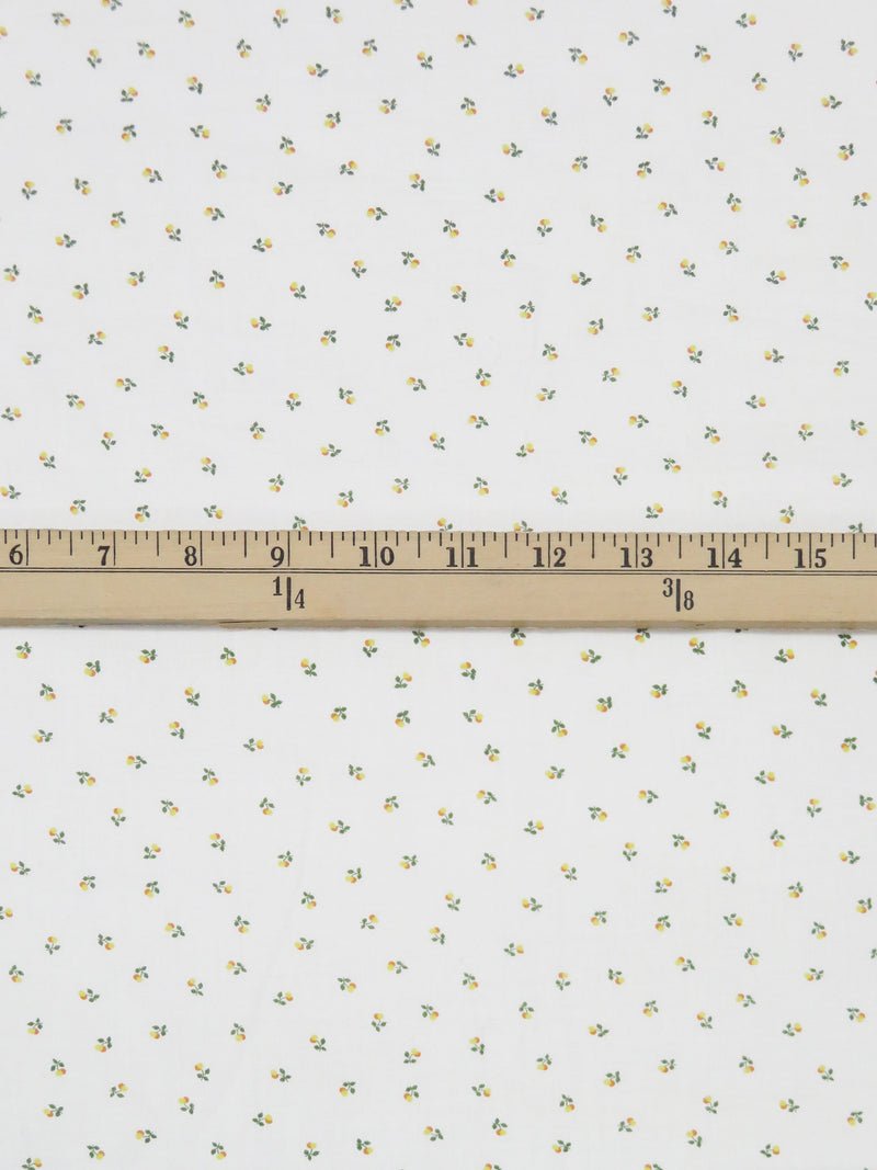 Salt White/Forest Green/Goldenrod/Pumpkin 100% Cotton Ditsy Floral Print Voile - NY Designer - 42W