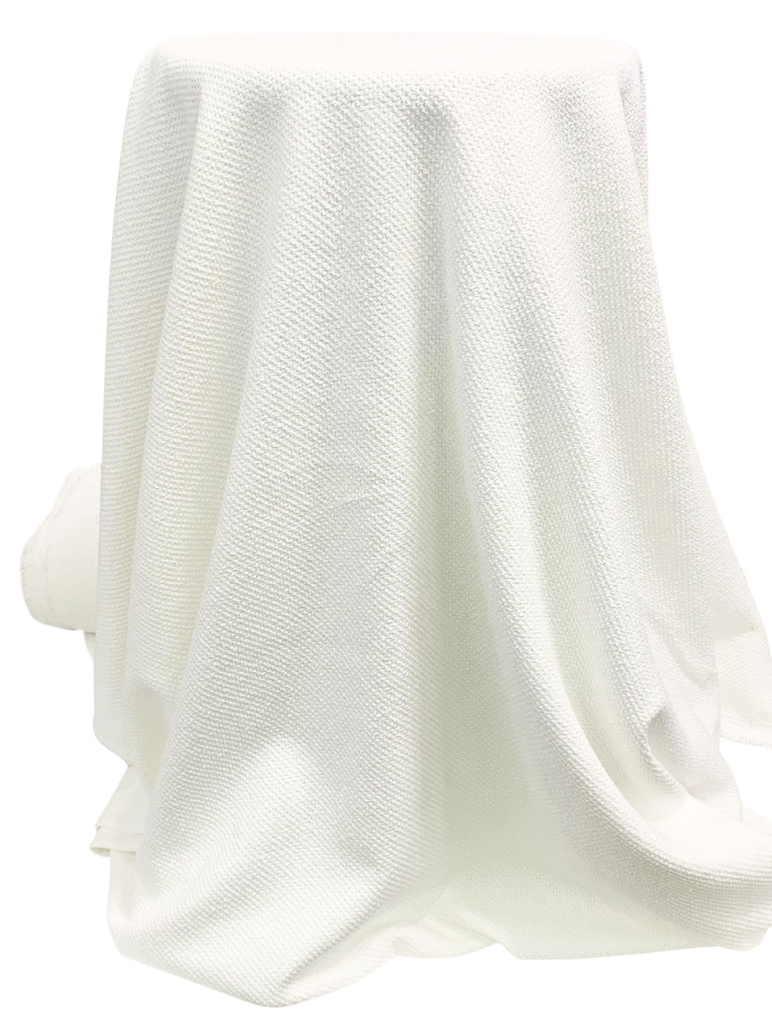 Natural White Cotton/Polyester Basketweave Boucle Suiting - Imported From Italy - 52W