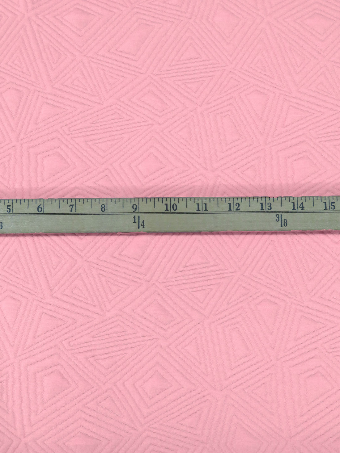 Light Pink Polyester/Lycra Geometric Quilted-Look Weave Jacquard Double Knit 58W