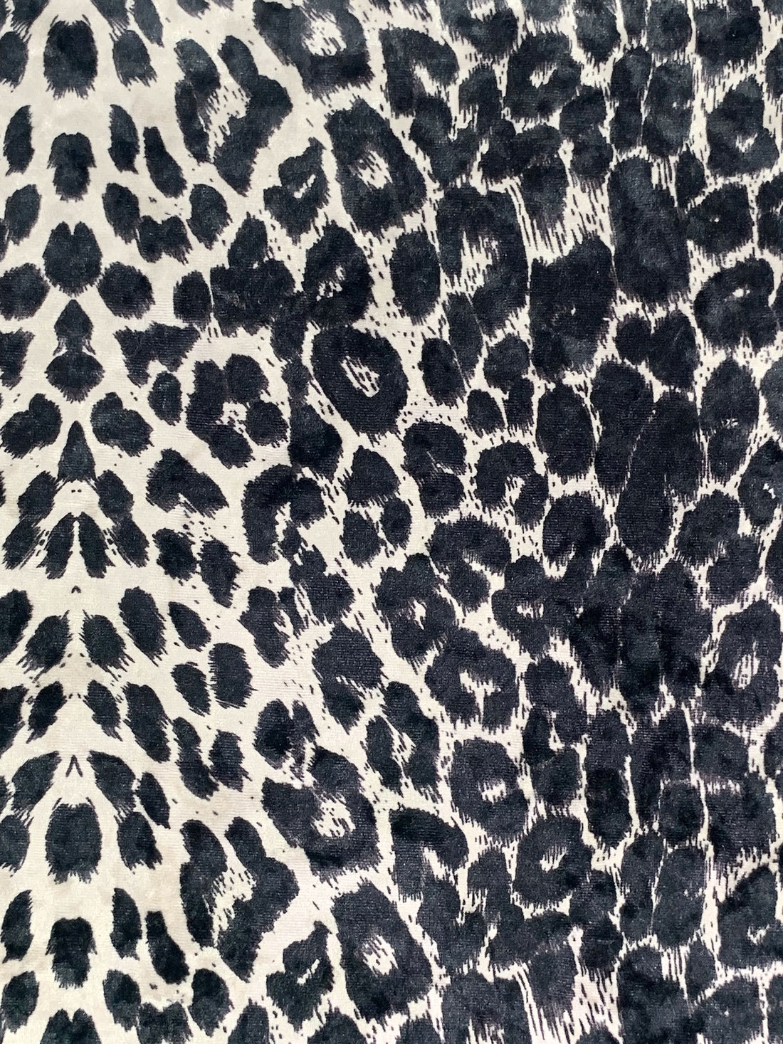 Antique Off-White/Black Polyester/Lycra Animal Print Stretch Velvet Knit 56W
