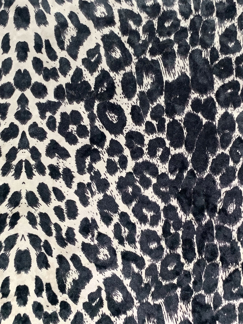 Antique Off-White/Black Polyester/Lycra Animal Print Stretch Velvet Knit 56W