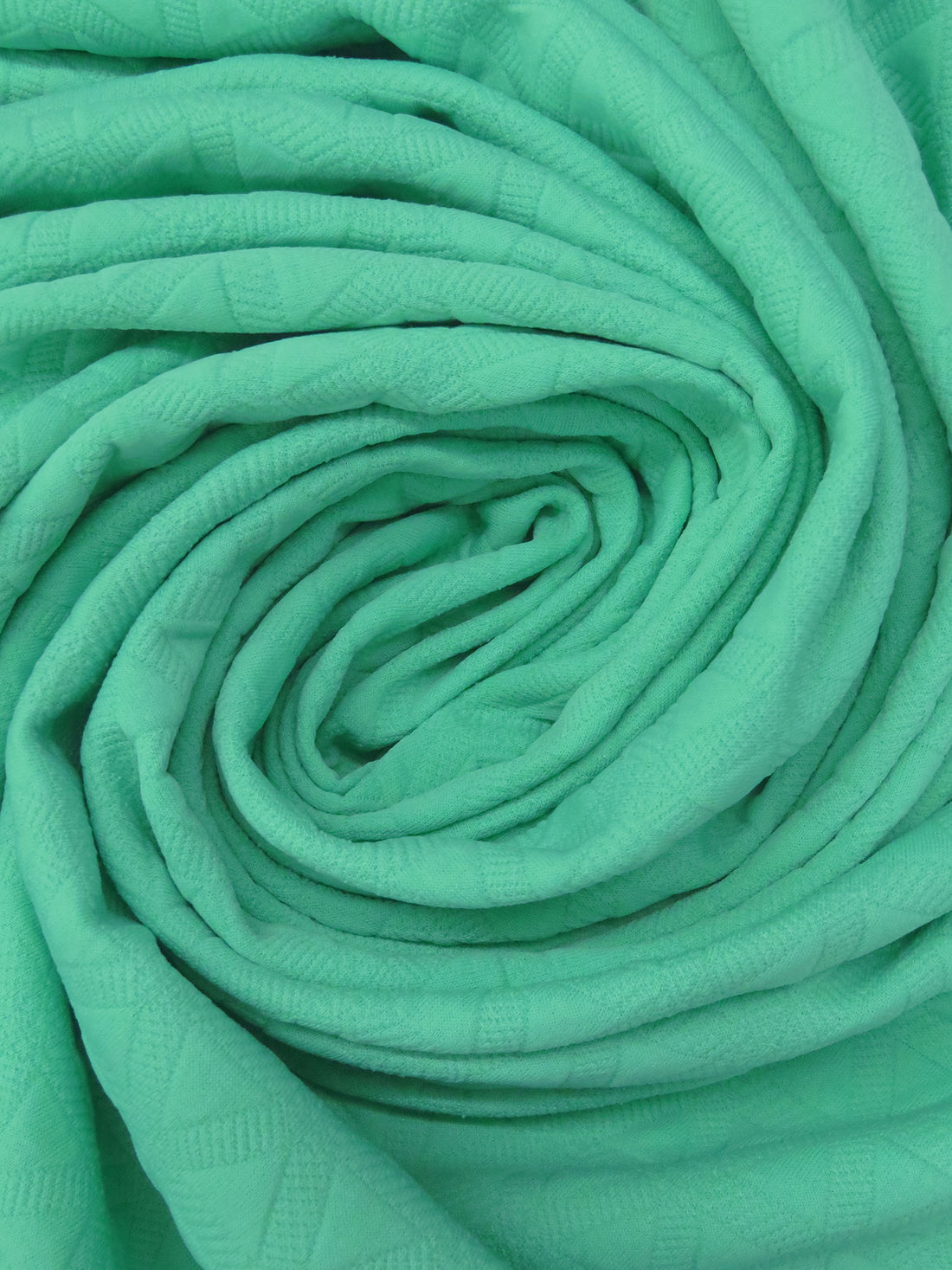 Caribbean Green Polyester/Lycra Geometric Quilted-Look Weave Jacquard Double Knit 62W