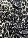 Antique Off-White/Black Polyester/Lycra Animal Print Stretch Velvet Knit 56W