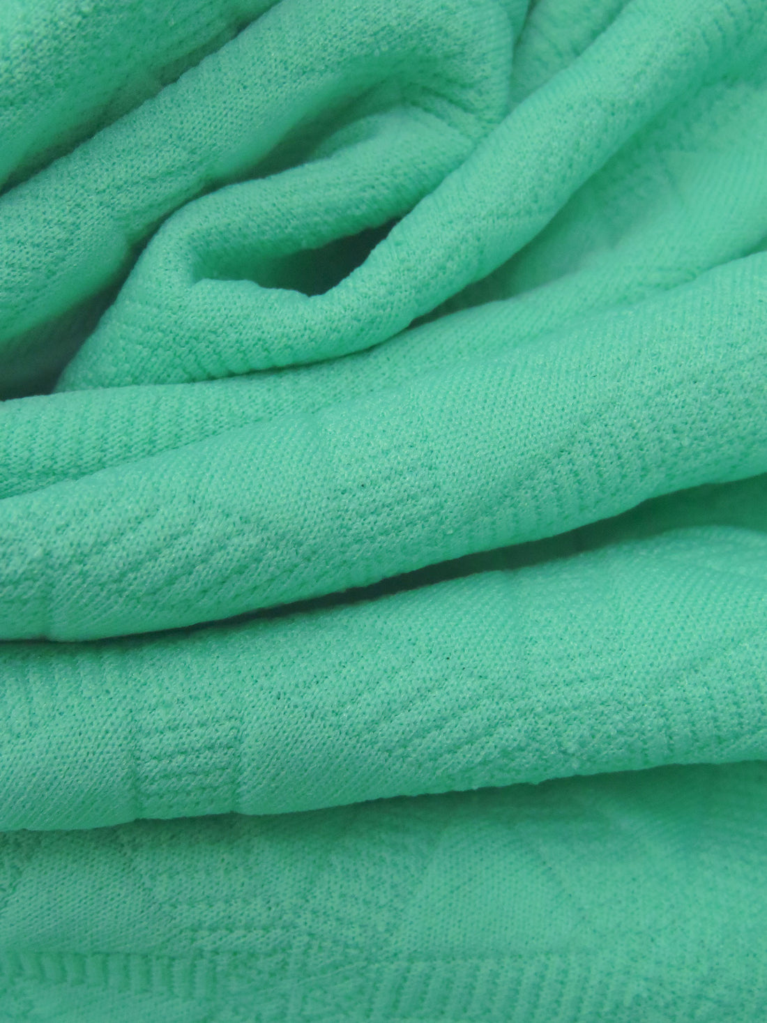 Caribbean Green Polyester/Lycra Geometric Quilted-Look Weave Jacquard Double Knit 62W