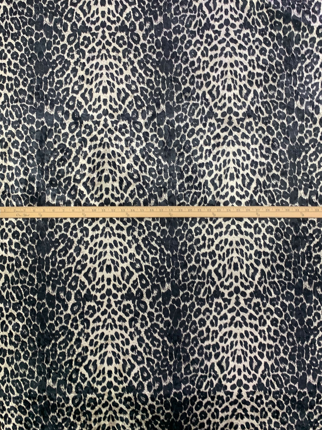 Antique Off-White/Black Polyester/Lycra Animal Print Stretch Velvet Knit 56W