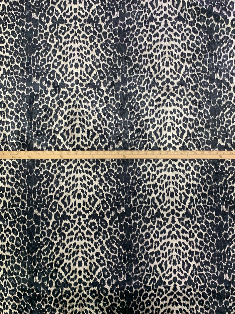 Antique Off-White/Black Polyester/Lycra Animal Print Stretch Velvet Knit 56W