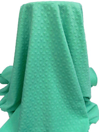 Caribbean Green Polyester/Lycra Geometric Quilted-Look Weave Jacquard Double Knit 62W