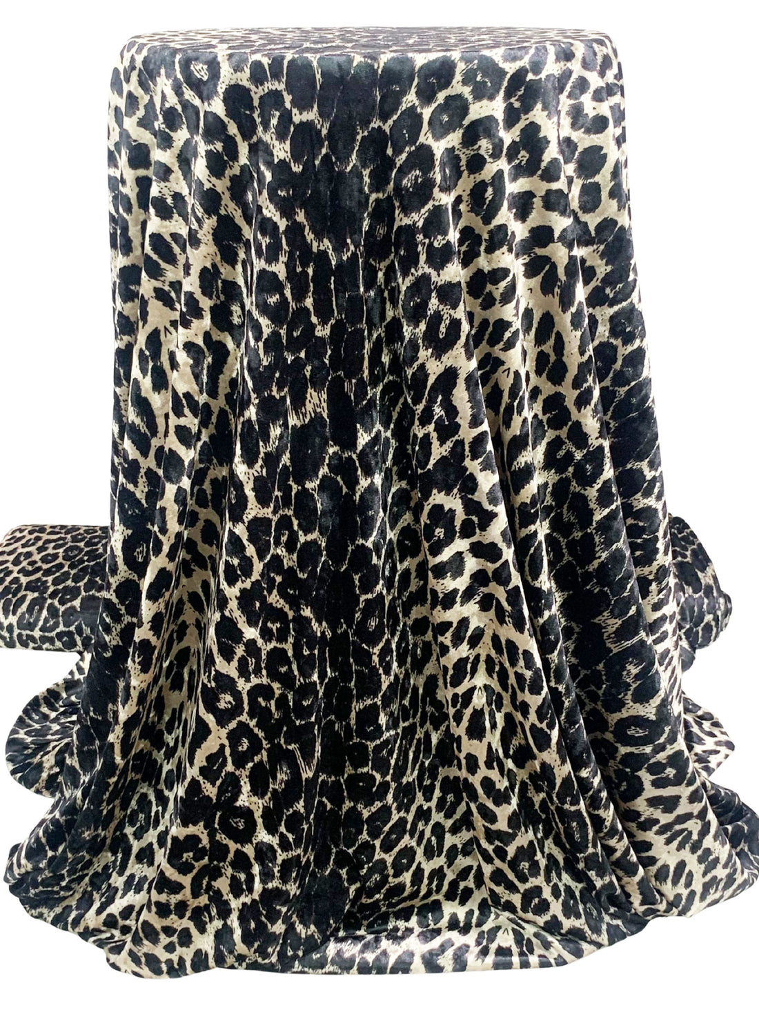 Antique Off-White/Black Polyester/Lycra Animal Print Stretch Velvet Knit 56W