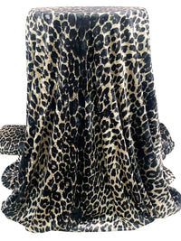 Antique Off-White/Black Polyester/Lycra Animal Print Stretch Velvet Knit 56W