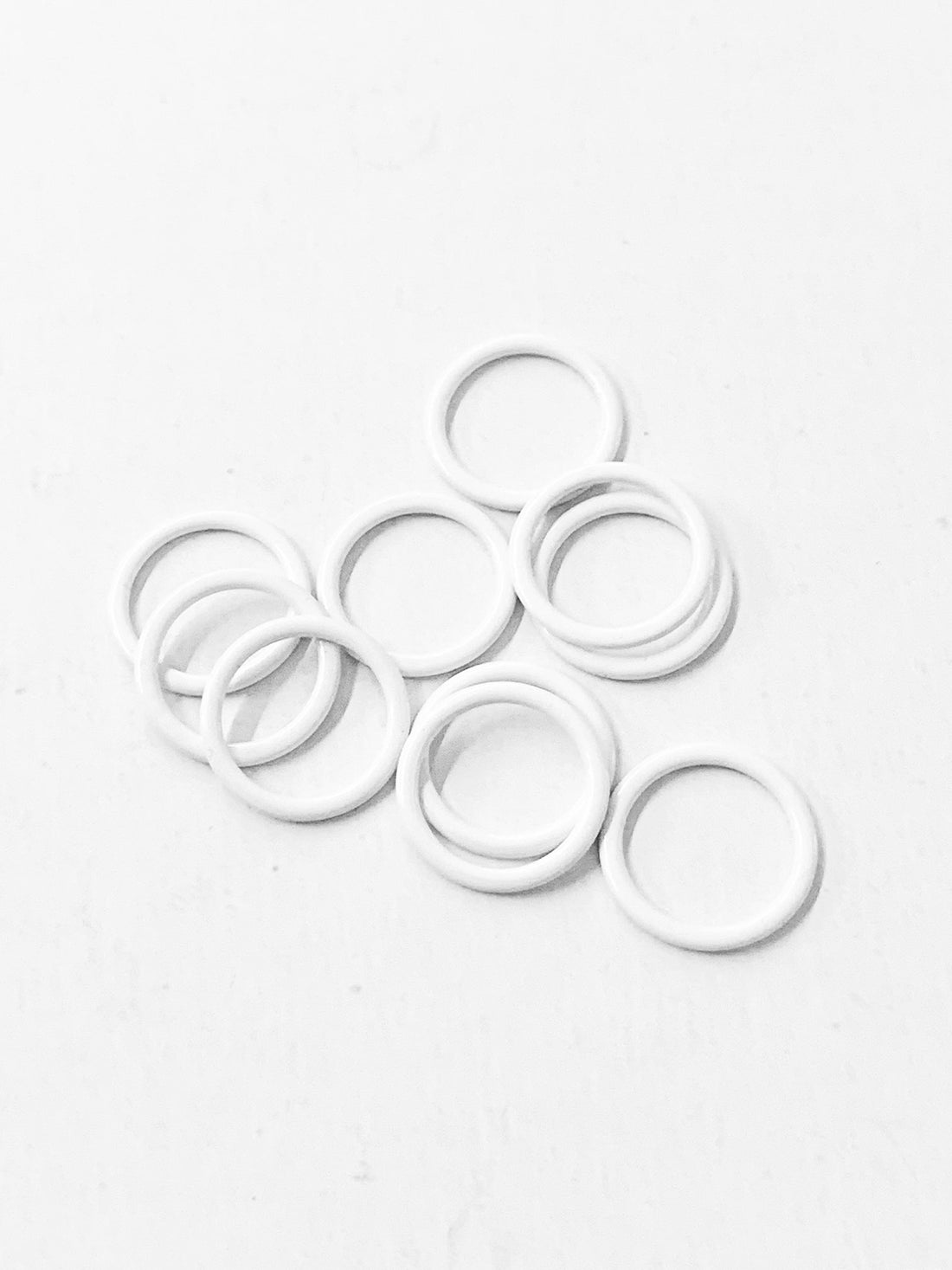 1/2" White Bra Strap Ring - 10 Per Bag