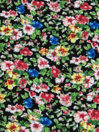 Kelly Green/Black/Cherry Blossom Pink/Multi 100% Rayon Floral Print Challis 56W