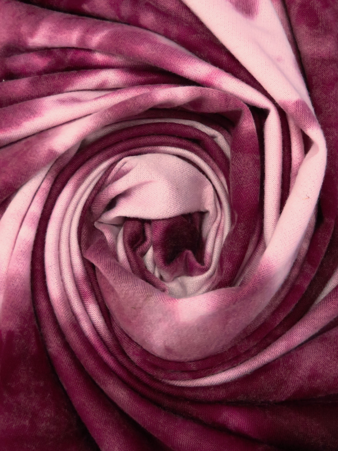 Dark Beetroot/Pale Pink Polyester/Rayon/Lycra Tie-Dye Print French Terry Knit 58W