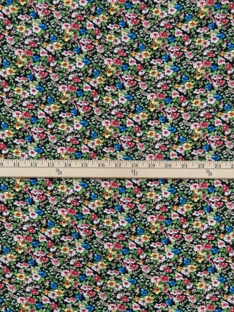 Kelly Green/Black/Cherry Blossom Pink/Multi 100% Rayon Floral Print Challis 56W