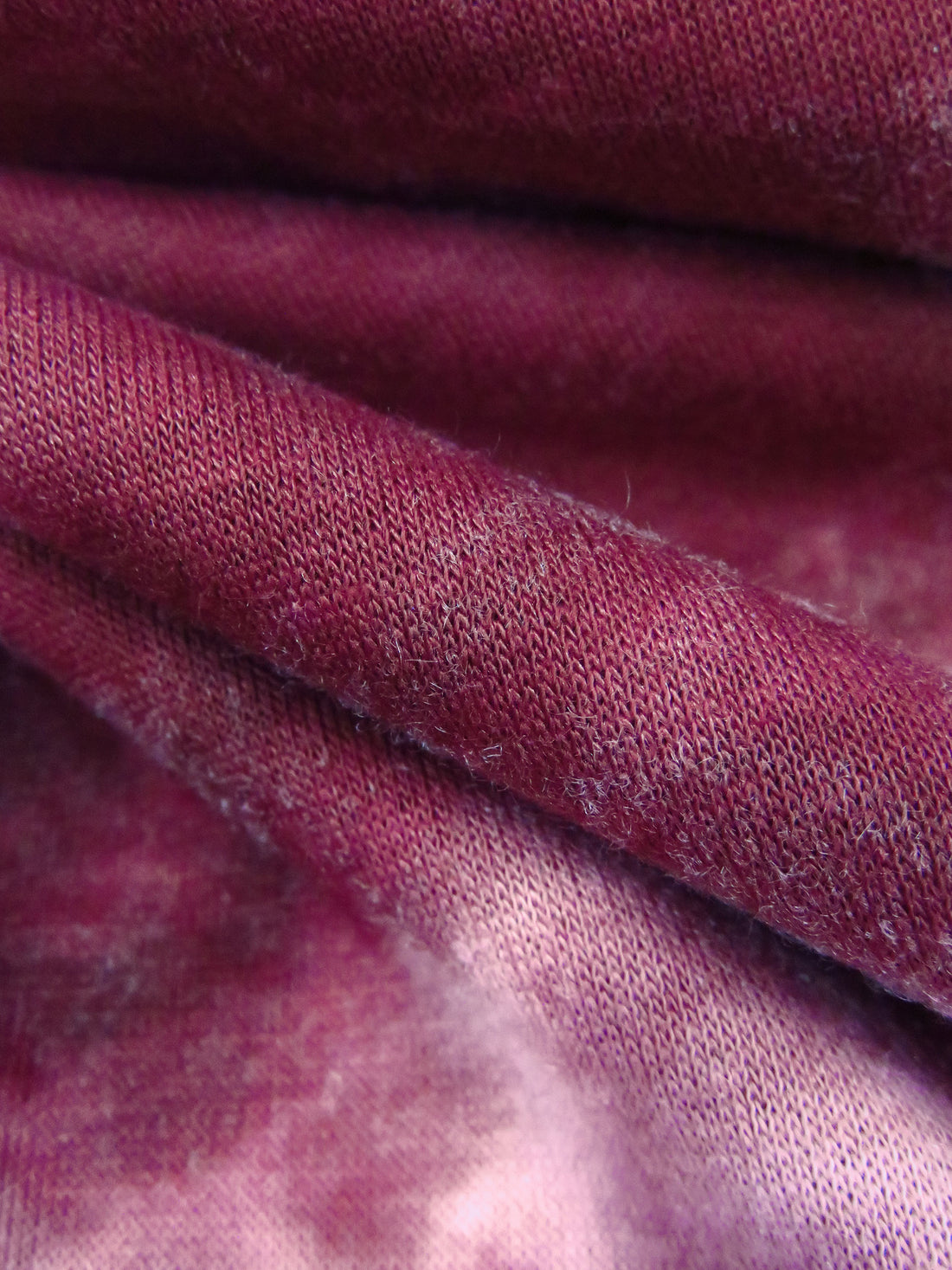 Dark Beetroot/Pale Pink Polyester/Rayon/Lycra Tie-Dye Print French Terry Knit 58W