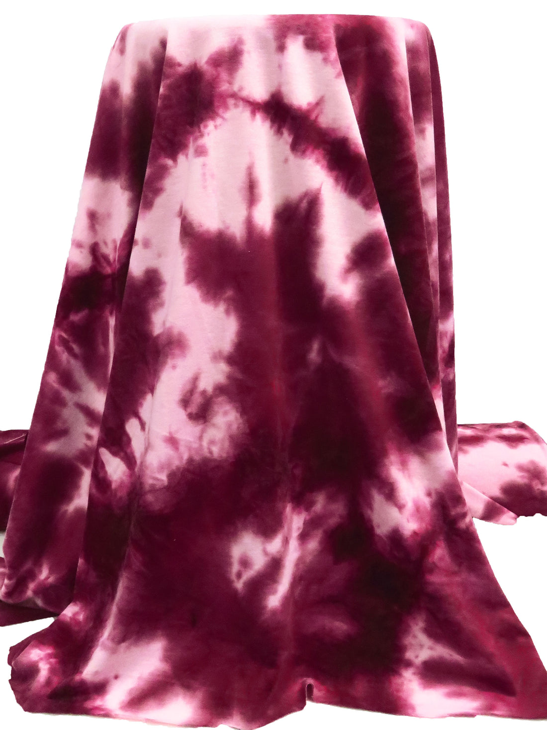 Dark Beetroot/Pale Pink Polyester/Rayon/Lycra Tie-Dye Print French Terry Knit 58W