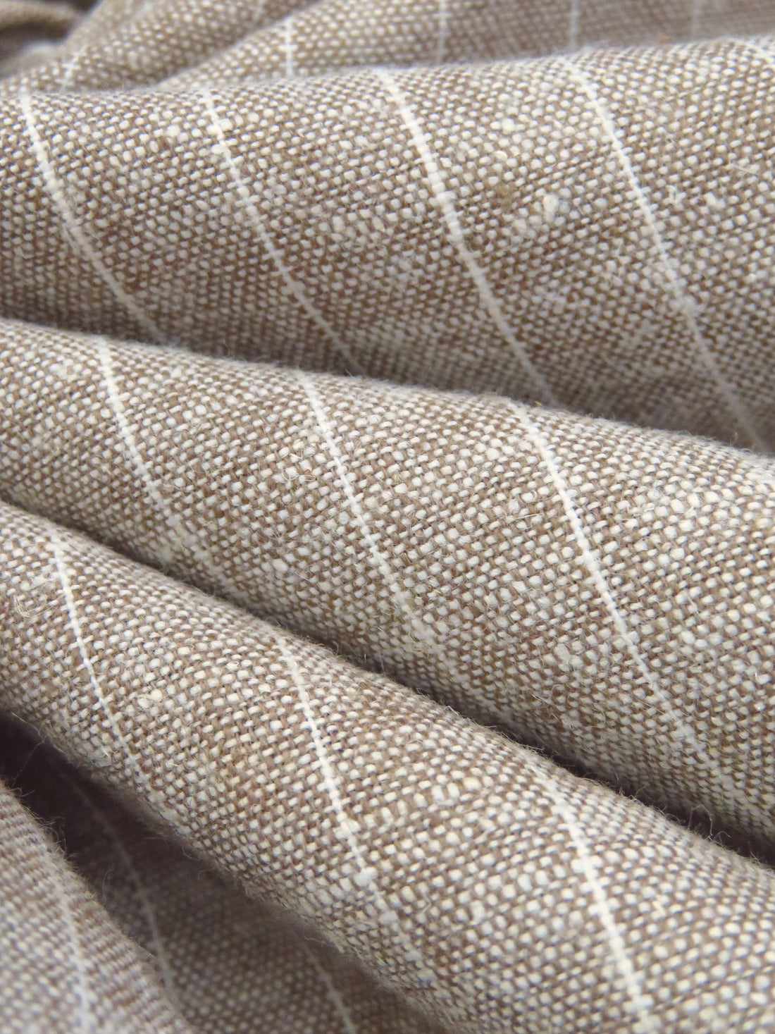 Grullo/White Linen/Cotton/Lycra Vertical Pinstripe Weave Stretch Woven 52W