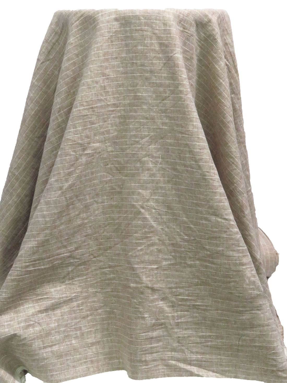 Grullo/White Linen/Cotton/Lycra Vertical Pinstripe Weave Stretch Woven 52W