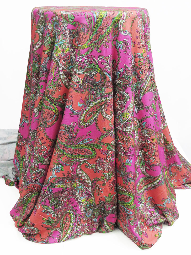 Hot Magenta/Salamander/Kelly Green/Multi Rayon/Lycra Ornate Paisley Print Jersey Knit 56W