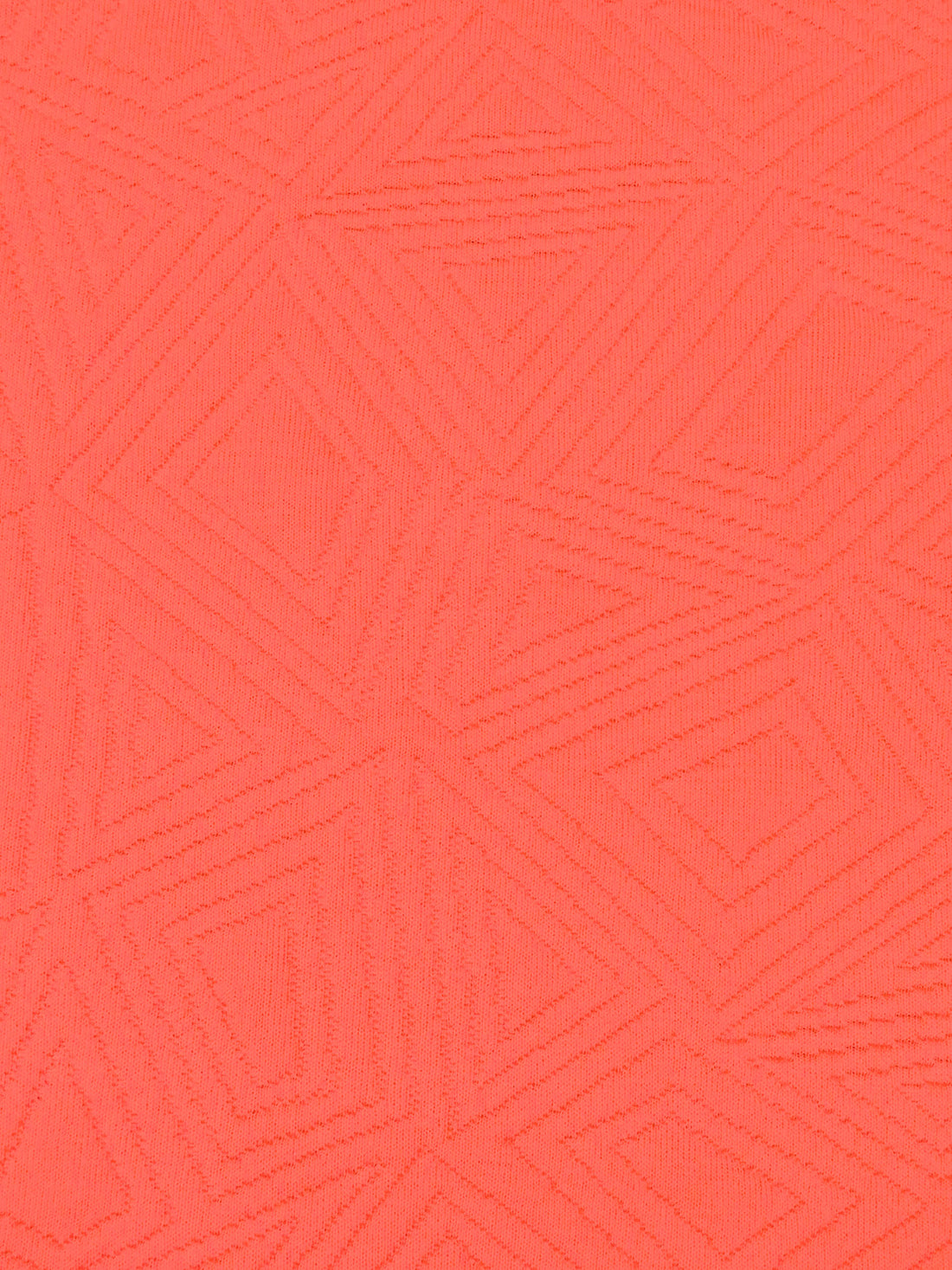 Vivid Coral Polyester/Lycra Geometric Quilted-Look Weave Jacquard Double Knit 58W