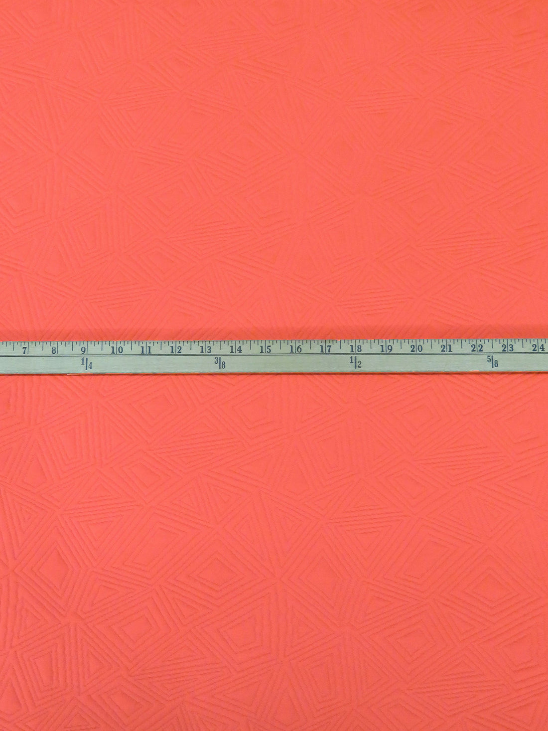 Vivid Coral Polyester/Lycra Geometric Quilted-Look Weave Jacquard Double Knit 58W