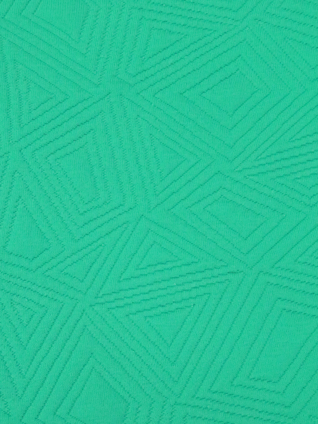 Ocean Green Polyester/Lycra Geometric Quilted-Look Weave Jacquard Double Knit 58W