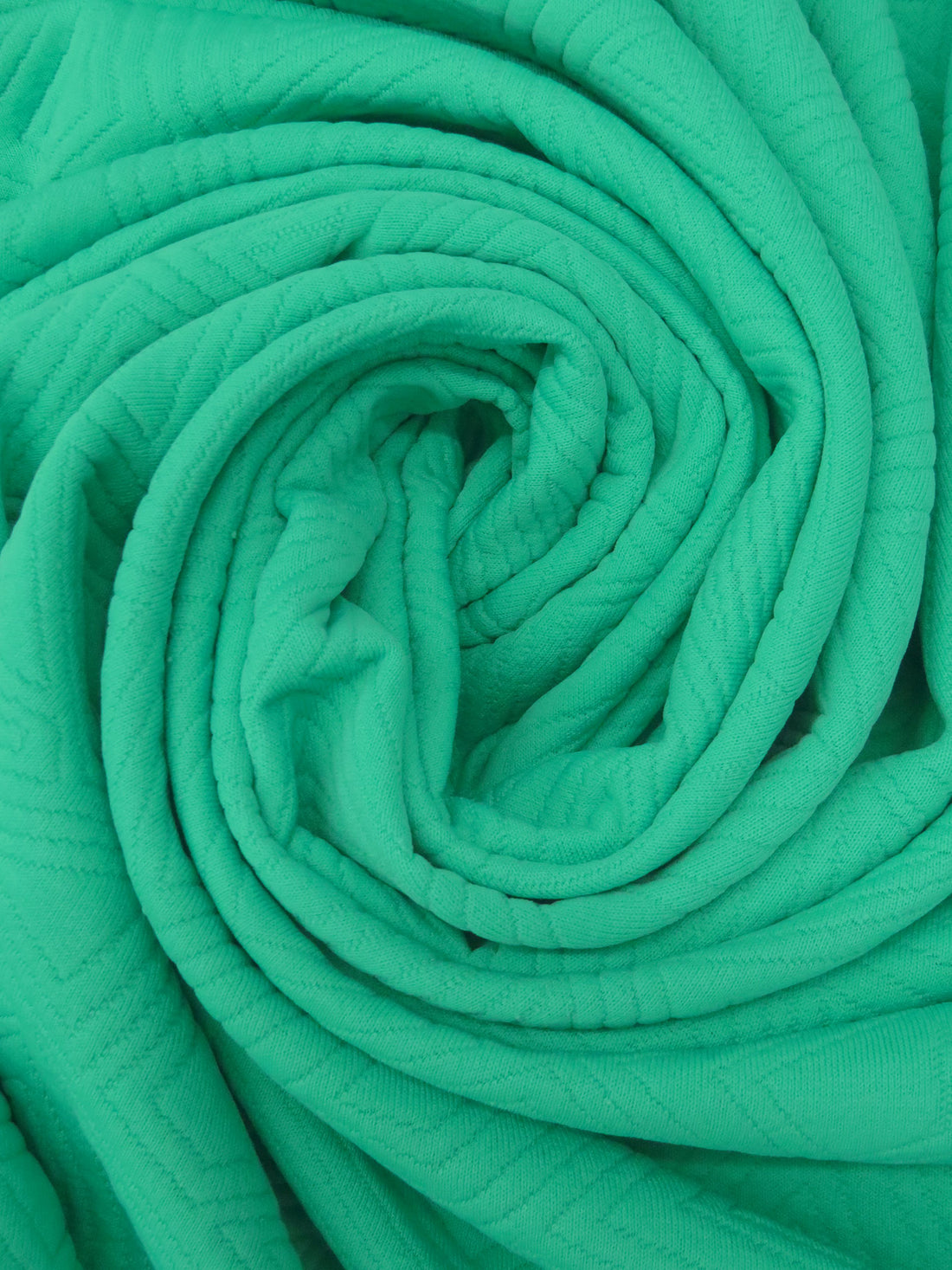 Ocean Green Polyester/Lycra Geometric Quilted-Look Weave Jacquard Double Knit 58W