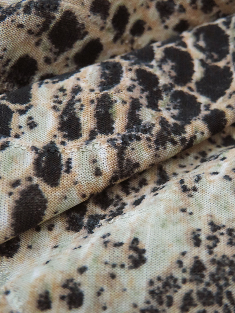 Spearmint/Muted Khaki/Black Polyester/Lycra Meandering Raised Stitch On Animal Print DTY Knit 60W