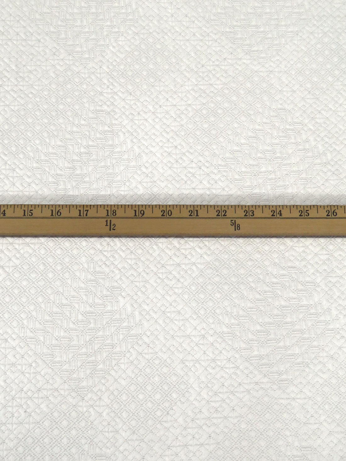 Warm White Polyester/Lycra Geometric Quilted-Look Weave Jacquard Double Knit 58W