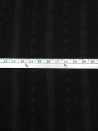Black 100% Rayon Embroidered Vertical Stripe Floral Crinkle Challis 58W