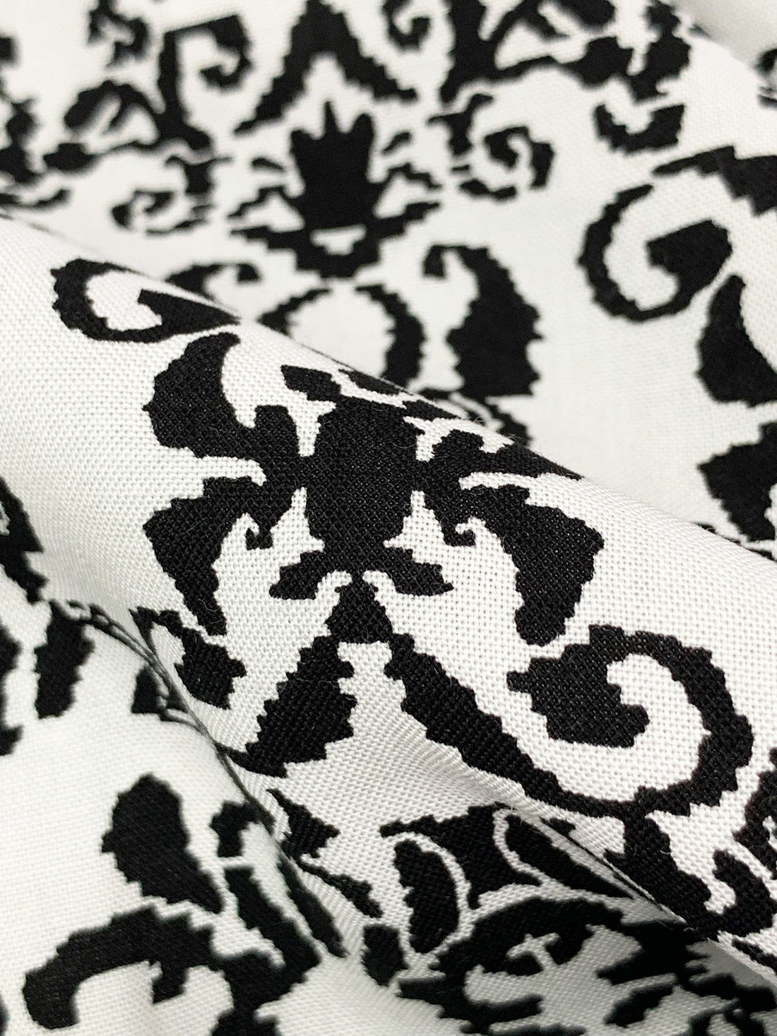 White/Black 100% Rayon Damask Print Challis 56W