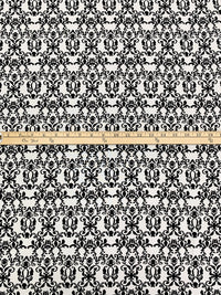 White/Black 100% Rayon Damask Print Challis 56W