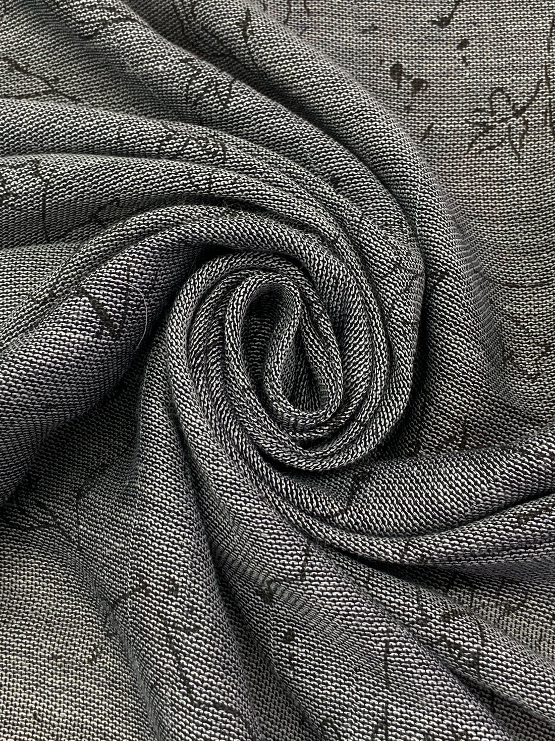 Black/White/Dark Taupe Brown Cotton/Rayon Floral Print Novelty Gauze - Imported From Italy By NY Designer - 61W