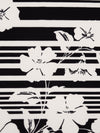 Black/Off-White Polyester/Lycra Floral On Horizontal Stripe Print Crepe Double Knit 58W