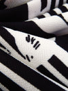 Black/Off-White Polyester/Lycra Floral On Horizontal Stripe Print Crepe Double Knit 58W