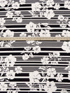 Black/Off-White Polyester/Lycra Floral On Horizontal Stripe Print Crepe Double Knit 58W