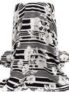 Black/Off-White Polyester/Lycra Floral On Horizontal Stripe Print Crepe Double Knit 58W