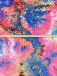 Sapphire/Hot Pink/Tangerine/Multi Polyester/Lycra Tie-Dye Double Brushed Knit 58W