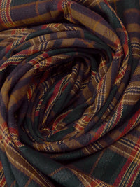 Black/Maroon/Sepia/Multi 100% Polyester Plaid Weave Suiting - NY Designer - 57W