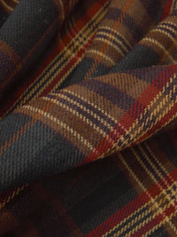 Black/Maroon/Sepia/Multi 100% Polyester Plaid Weave Suiting - NY Designer - 57W