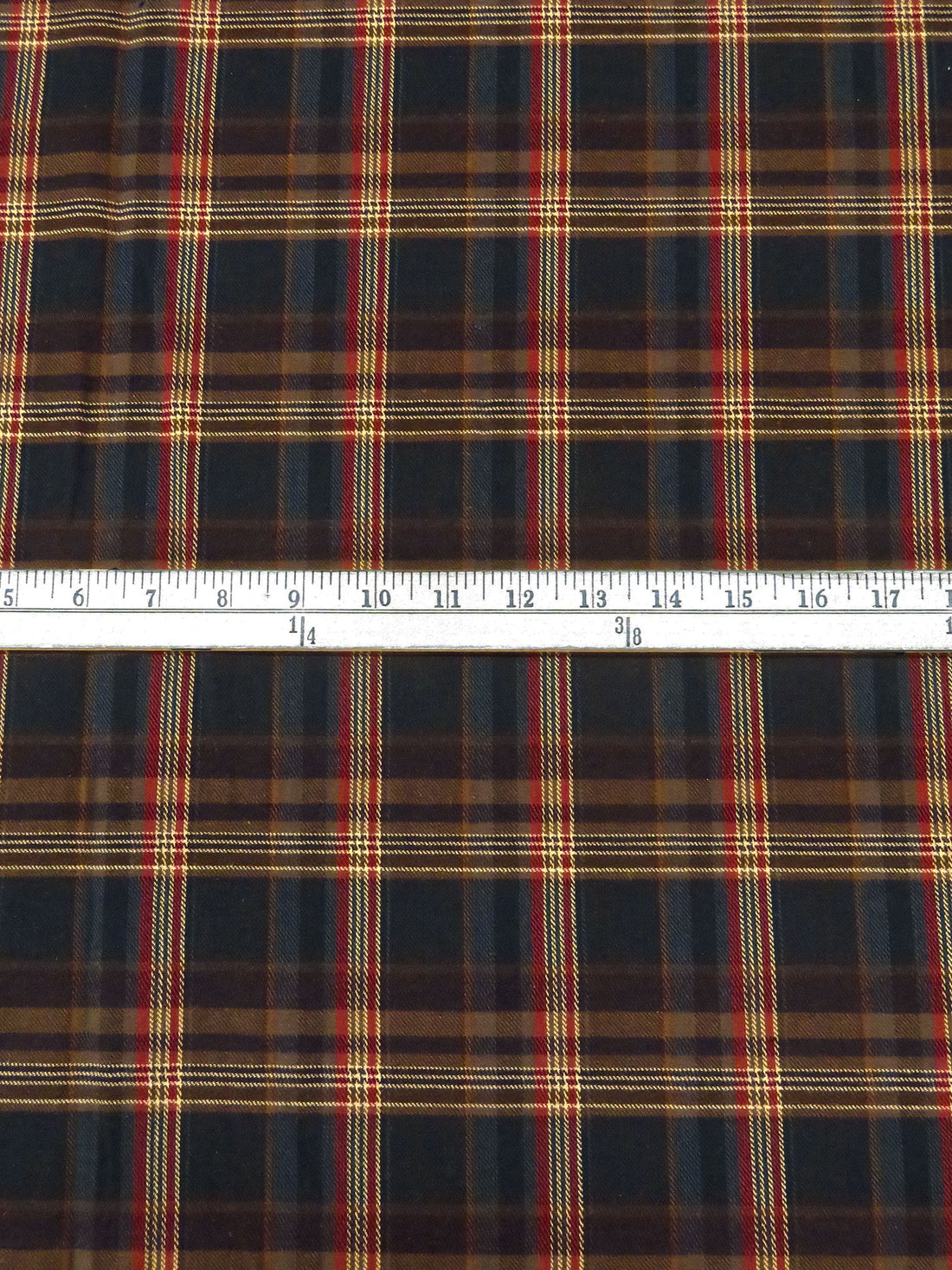 Black/Maroon/Sepia/Multi 100% Polyester Plaid Weave Suiting - NY Designer - 57W