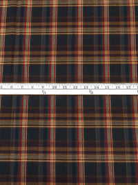 Black/Maroon/Sepia/Multi 100% Polyester Plaid Weave Suiting - NY Designer - 57W