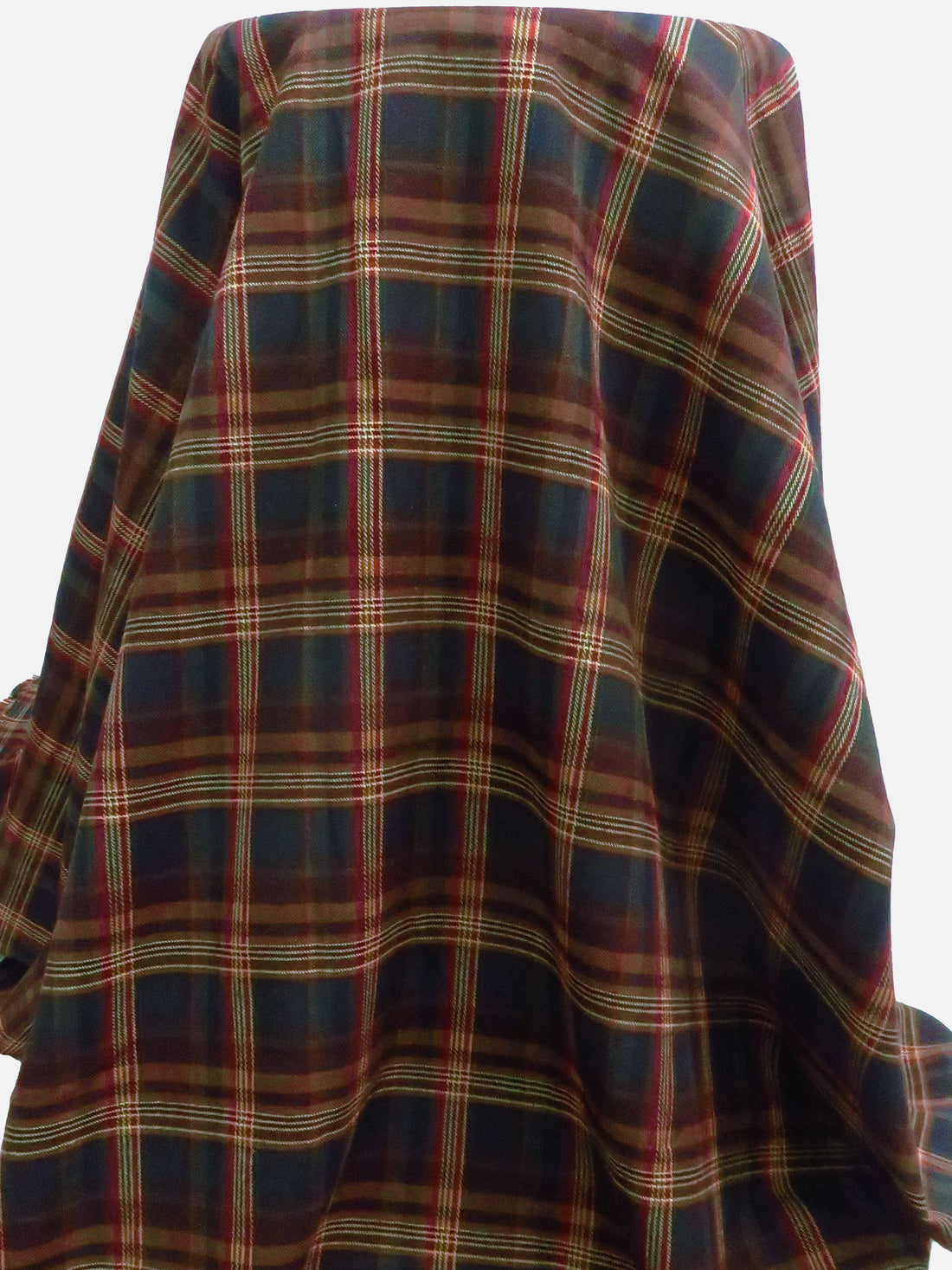Black/Maroon/Sepia/Multi 100% Polyester Plaid Weave Suiting - NY Designer - 57W