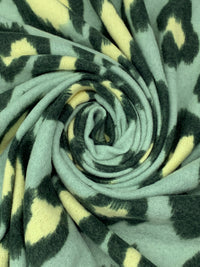 Spearmint Haze/Pale Goldenrod/Midnight Jungle Rayon/Polyester/Lycra Animal Print Brushed Sweater Knit 54W