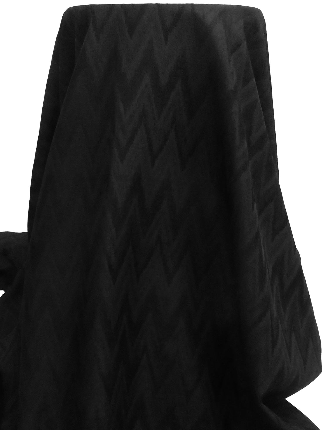 Pitch Black 100% Polyester Ikat Chevron Weave Jacquard - NY Designer - 62W