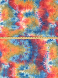 Bright Orange/Iceberg Blue/Light Carmine Pink/Multi Polyester/Lycra Tie-Dye Print Liverpool Double Knit 58W