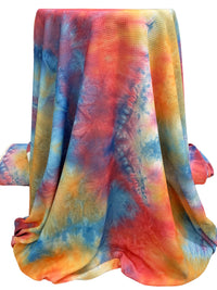 Bright Orange/Iceberg Blue/Light Carmine Pink/Multi Polyester/Lycra Tie-Dye Print Liverpool Double Knit 58W