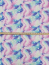 Ballet Pink/Sea Glass/Amethyst/Multi Polyester/Lycra Cosmic Tie-Dye Print Liverpool Double Knit 56W